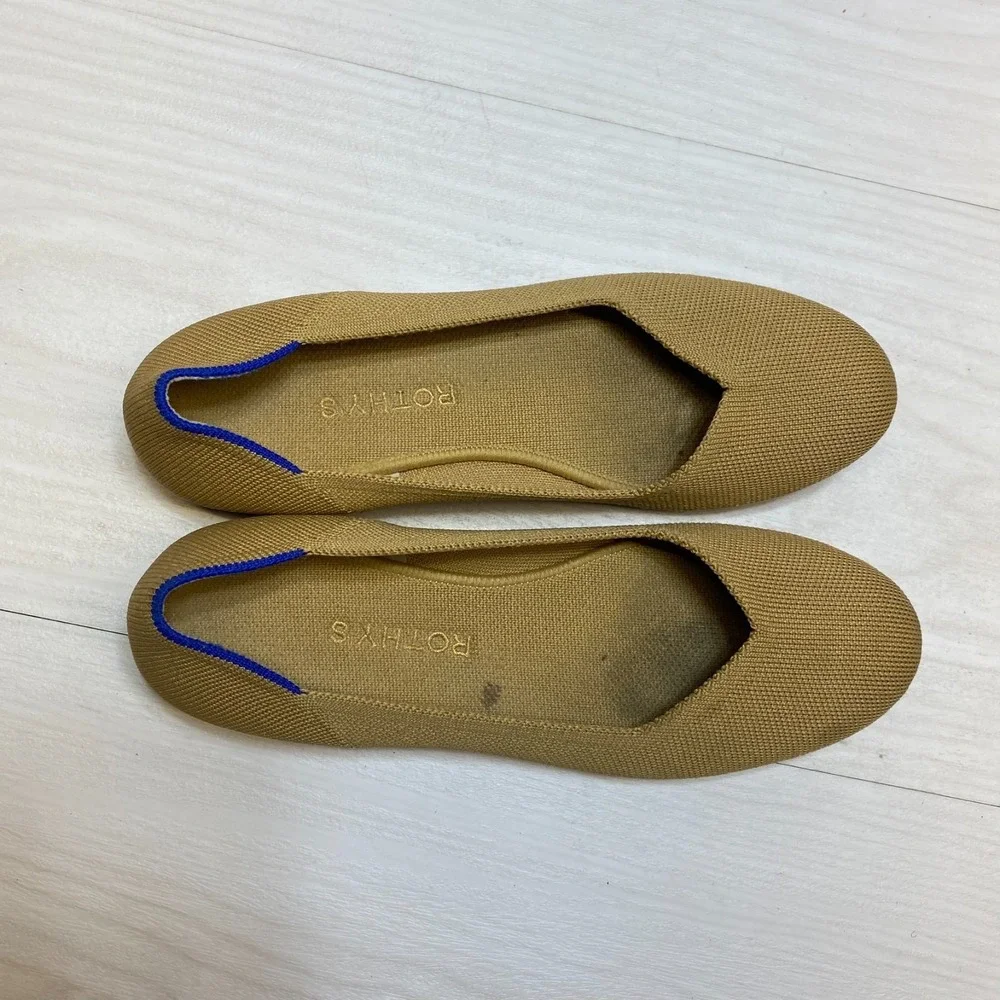 Rothy's The Flat Slip On Ballet Flats Women's Size 8 Tan Knit‎ Round Toe Comfort